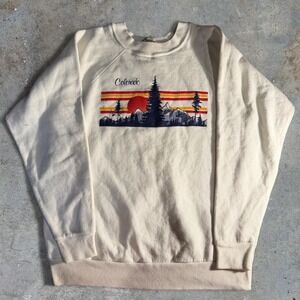 Vintage Made in USA Colorado Scenic Graphic Crewneck Sweatshirt White Size L